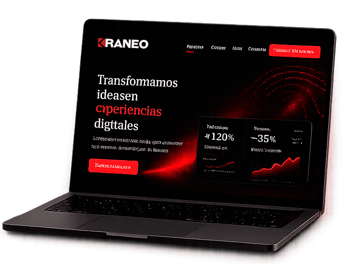 Mockup decorativo de portátil para el lateral derecho del hero de KRANEO.