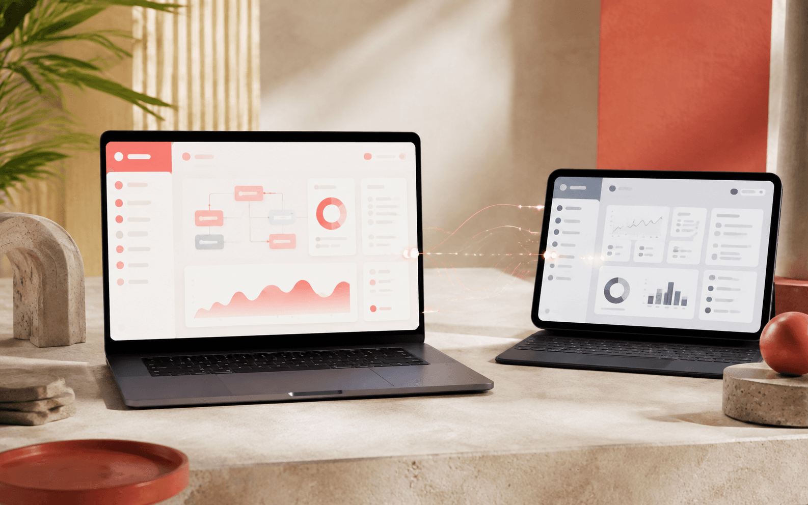 Aplicacion empresarial en portatil y tablet.