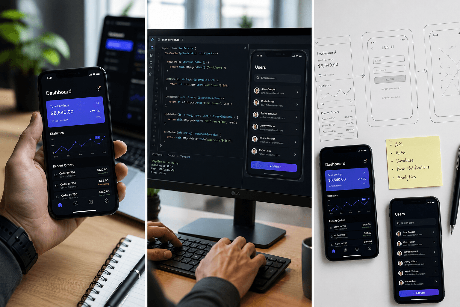 Diseño de producto, integraciones API y planificación MVP para apps empresariales.