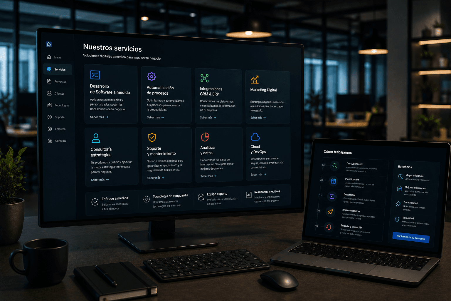 Servicios digitales, estrategia de producto y apoyo al crecimiento del negocio.